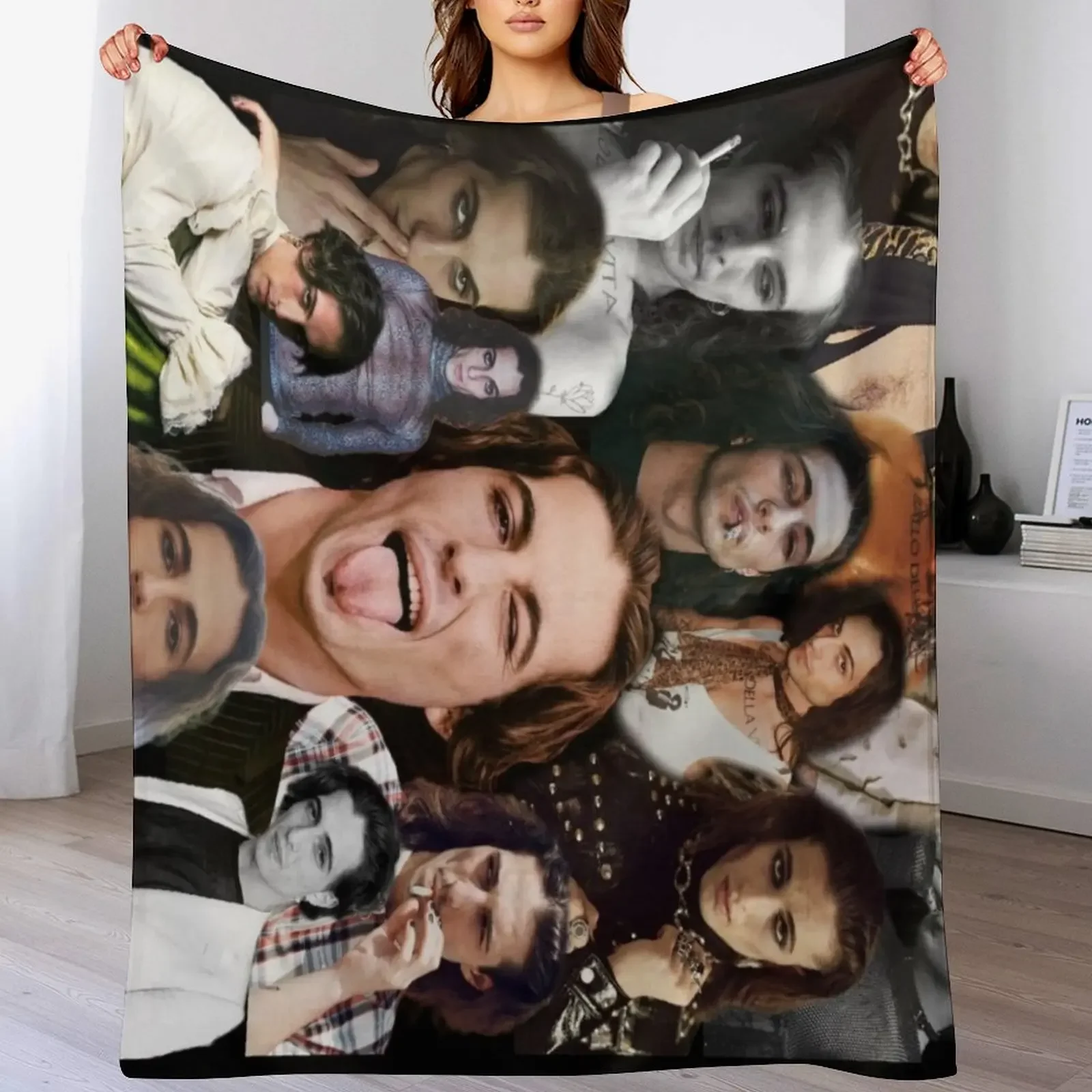 

Damiano David Editing Throw Blanket Soft Plaid Decorative Beds Soft Big Luxury Designer Blankets