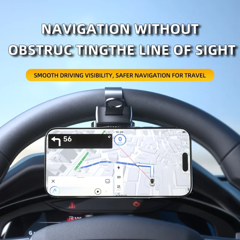 Lenkrad-Magnetischer Handyhalter für iPhone Auto-Halterung Ständer 360° ° Drehbare, klebefreie GPS-Navigationshalterung – Detail 4