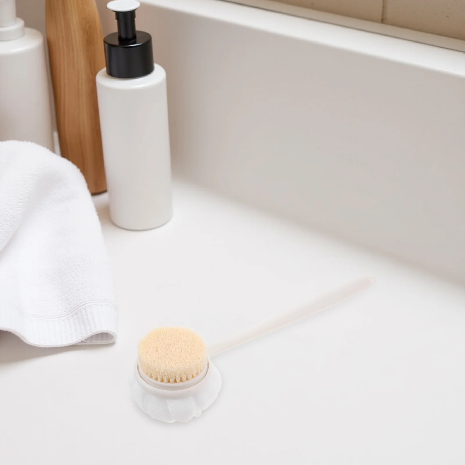 فرشاة حمام بمقبض طويل لتقشير الجسم وتنظيف عميق للظهر مع شعيرات ثابتة للاستحمام الأساسية #3