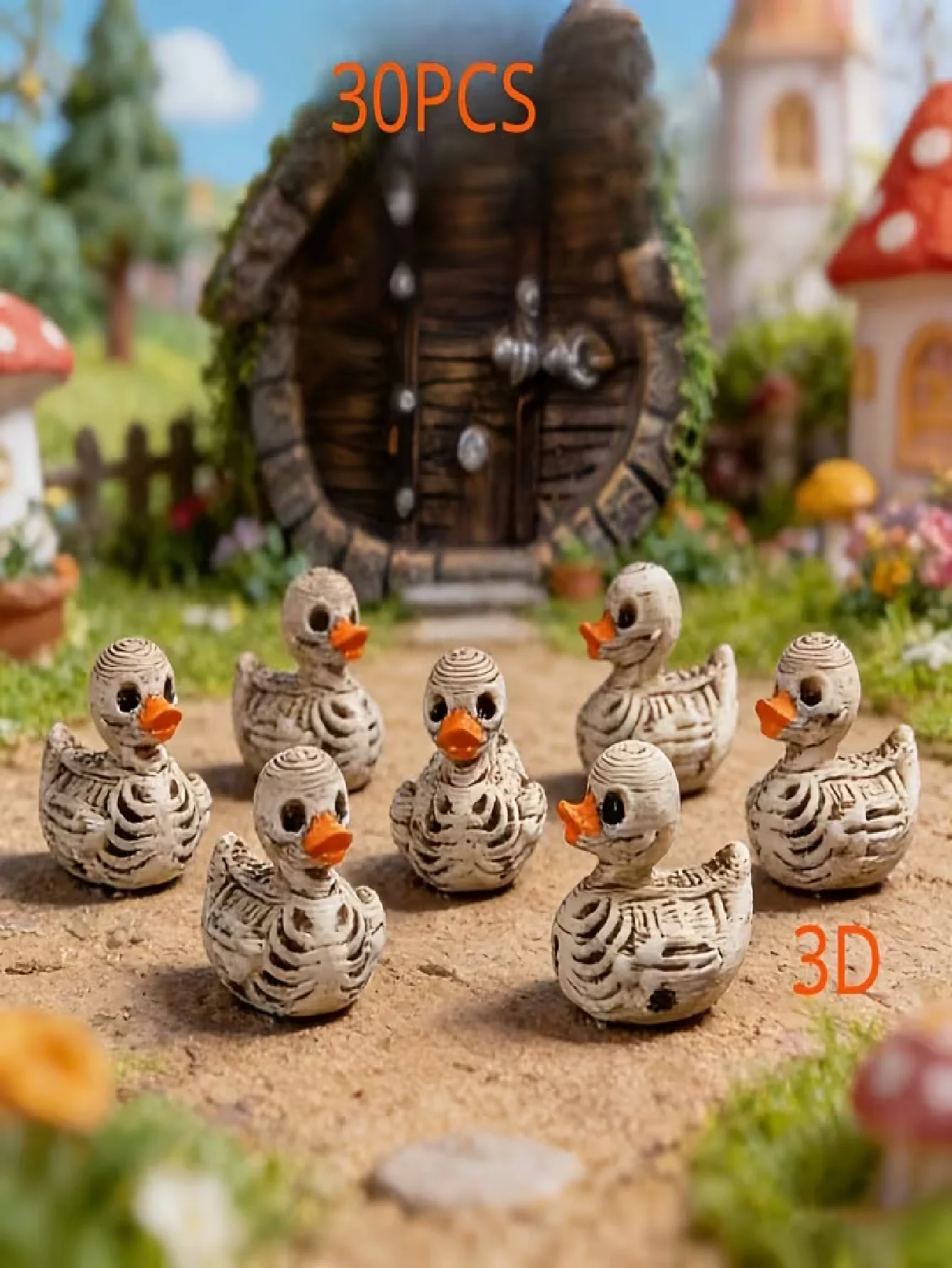 10/30 Pieces of 3D Printed Cute Gothic-Style Skeleton Ducks - Resin Figurines, Perfect for Gothic Home Decor, Offices, and Parties - Compact Desktop Decorations, Ideal as Collectible Gifts for Fans of Dark Aesthetics -