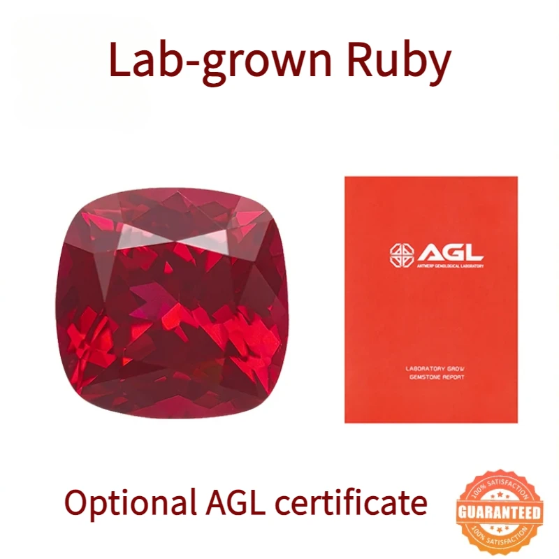 

High Quality Pigeon Blood Lab Grown Ruby Cushion Cut Synthetic Ruby Loose Jewel Stone with AGL Certificate