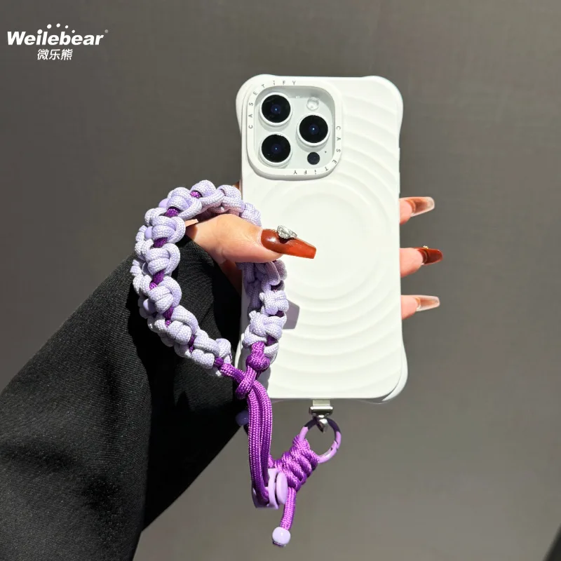 Outdoor Travel Anti-theft Mobile Phone Lanyard Bracelet Braided Flower Strong Camera Pendant with Metal Gasket Wristband Rope