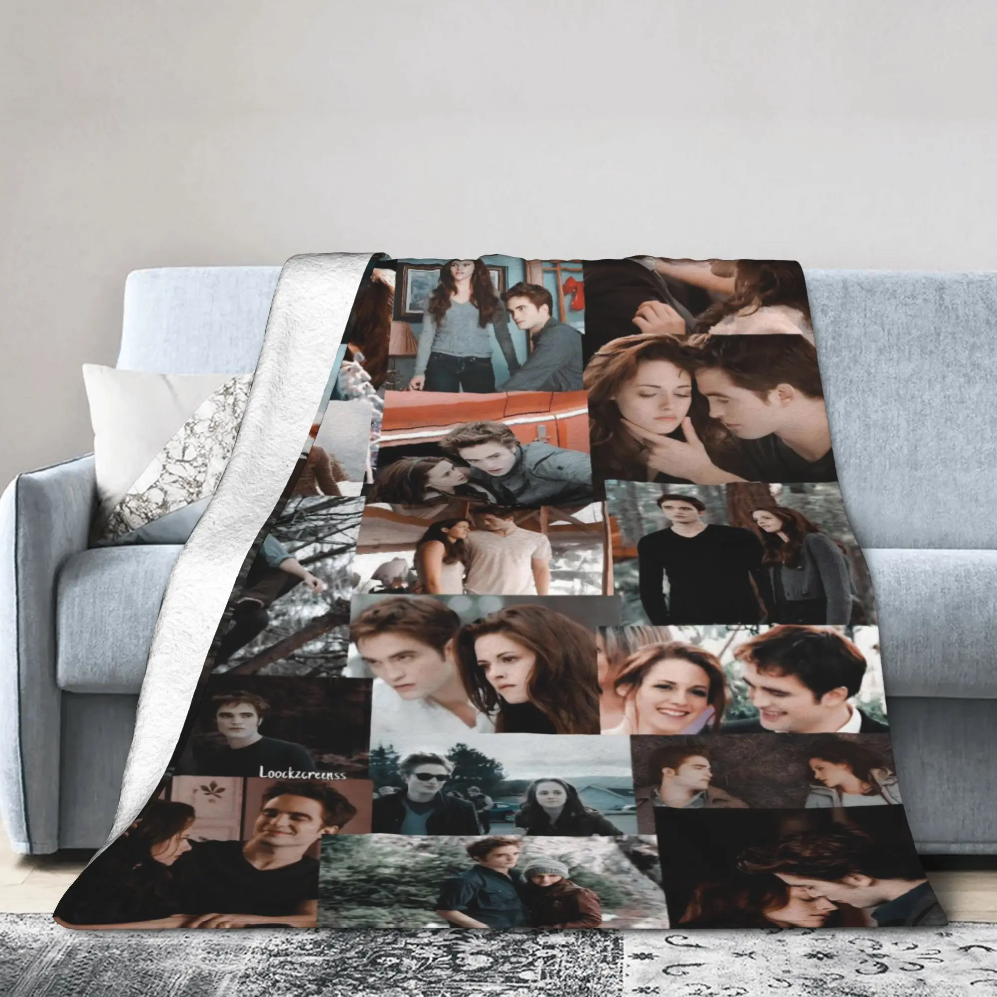 The Twilight Saga Movie Blankets Edward Vampire Bella Flannel Throw Blanket Bedding Couch Portable Lightweight Bedspread