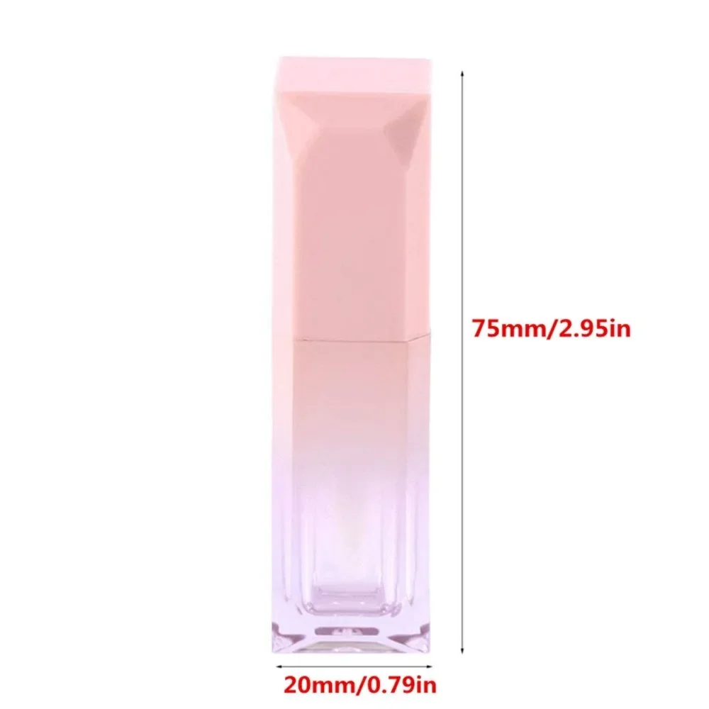 10pcs 5ml Mini Gradient Pink Lip Gloss Empty Tubes Refillable Lip Balm Container Lip Glaze Tube with Wand Silicone Portable Tool