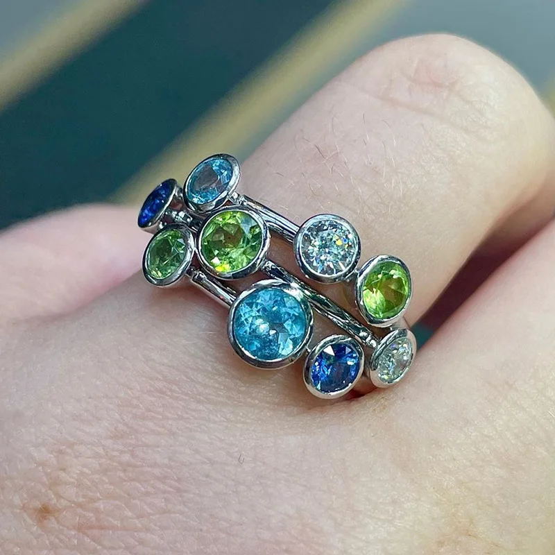 

Sweet and Cool Style Design Ring, High-end Birthday Versatile Personality Color Ring, Female Tide Round Index Finger Ring