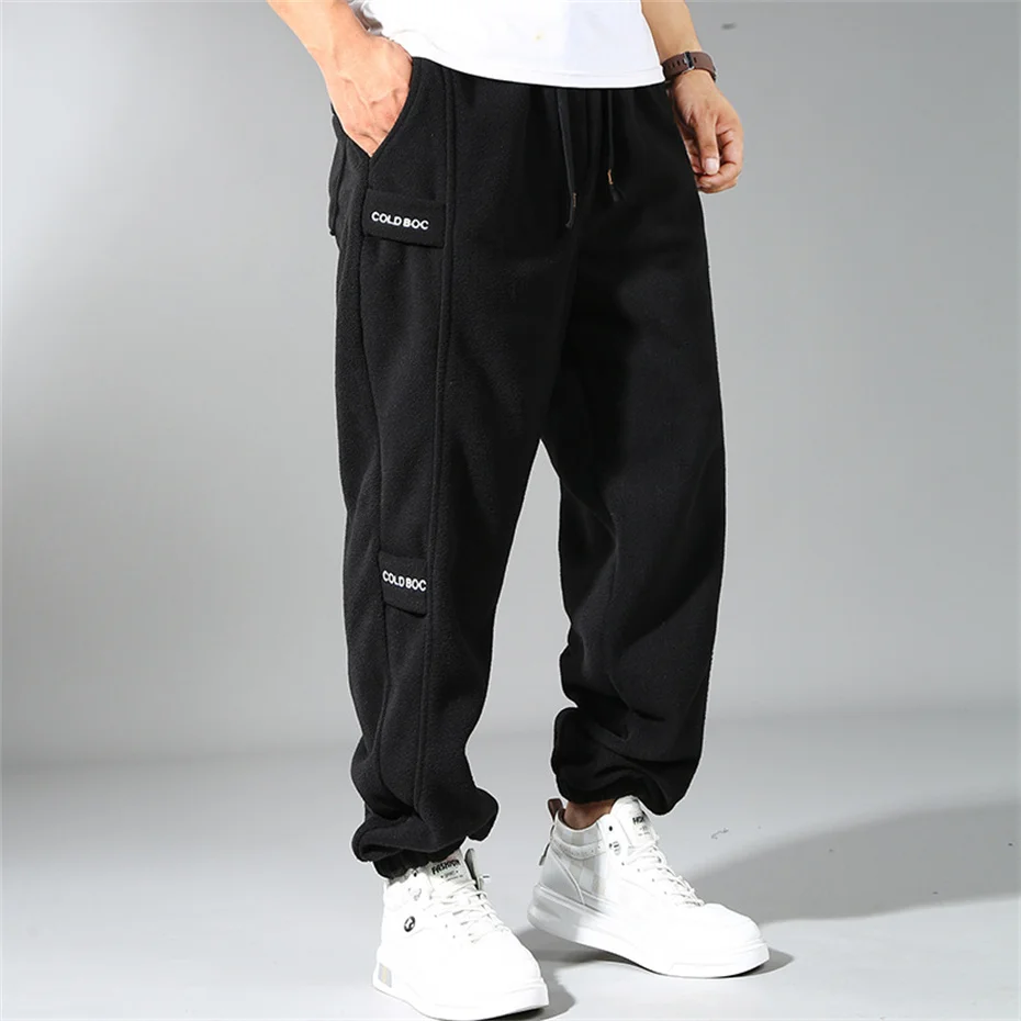 Polar Fleece Jogger Pants Men 10XL 12XL Plus Size Sweat Pants Autumn Winter Thick Fleece Pants Elastic Waist Male Big Size 12XL