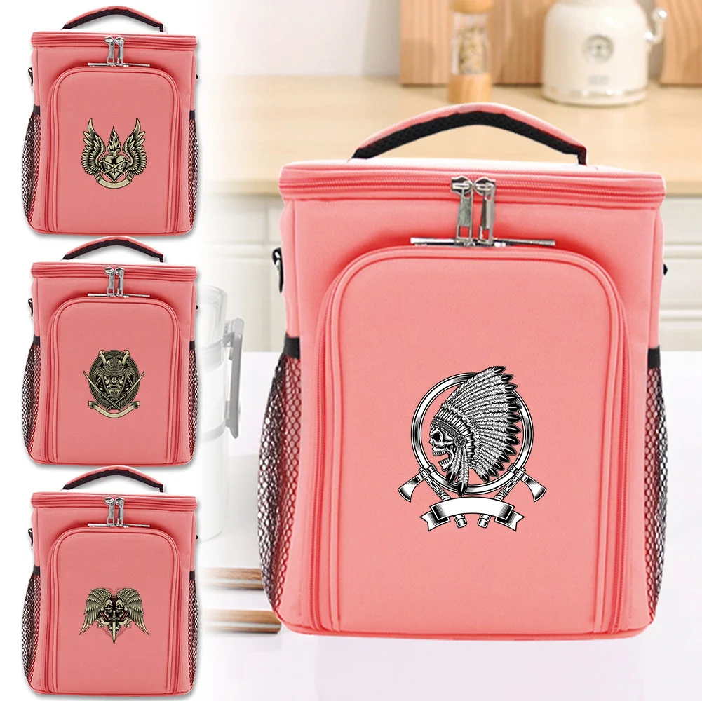 

Ice Pack Outdoor Camping and Picnic Organizer Box Fresh Food Delivery Container Skull Printing Series Pink Refrigerator Bag