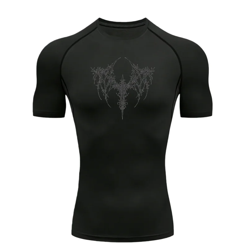 Thorn Cross Design Men Sports T-shirt Training Fitness Compression Short Sleeve Rashguard For Men Athletic Tees Workout T-Shirt