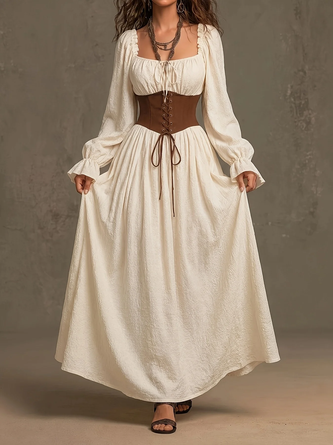 Damen Retro Hofstil Langer Rock Europäische Frühjahr-Sommer-Mode Französisches Design Elegante Kleider für Frauen – Detail 4