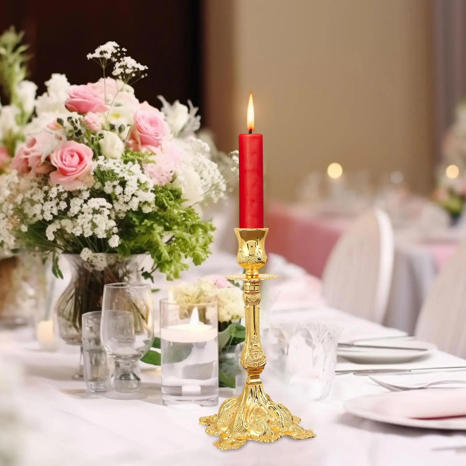 Metal Candle Holder Candelabra Crafts Retro Simple Stable Candlestick Holder for
