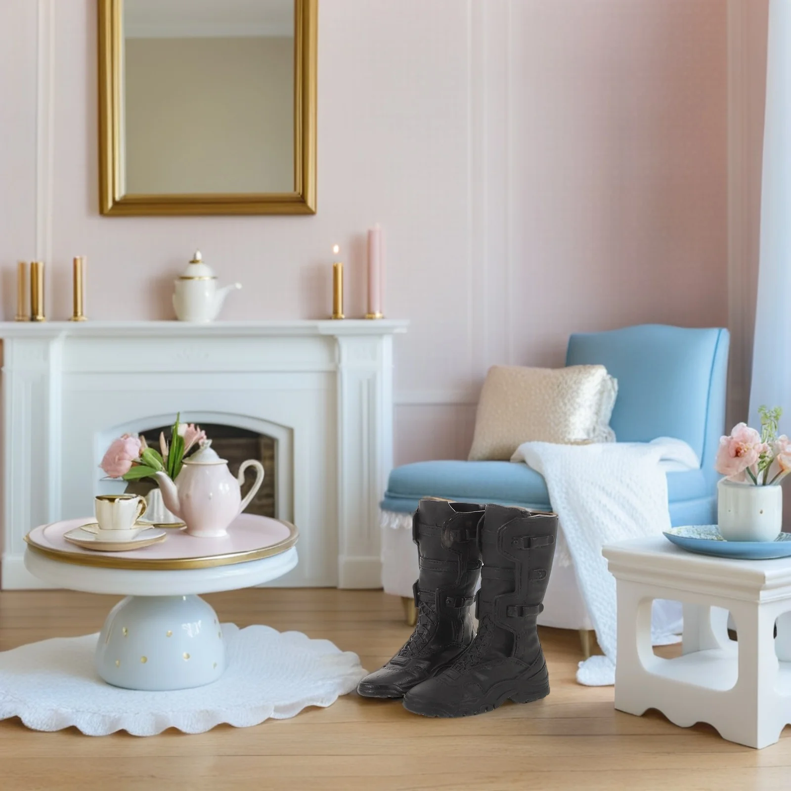 1 paio di stivali da soldato neri in scala 1/6, scarpe per action figure con inserto diretto, calzature militari in miniatura resistenti per uomo