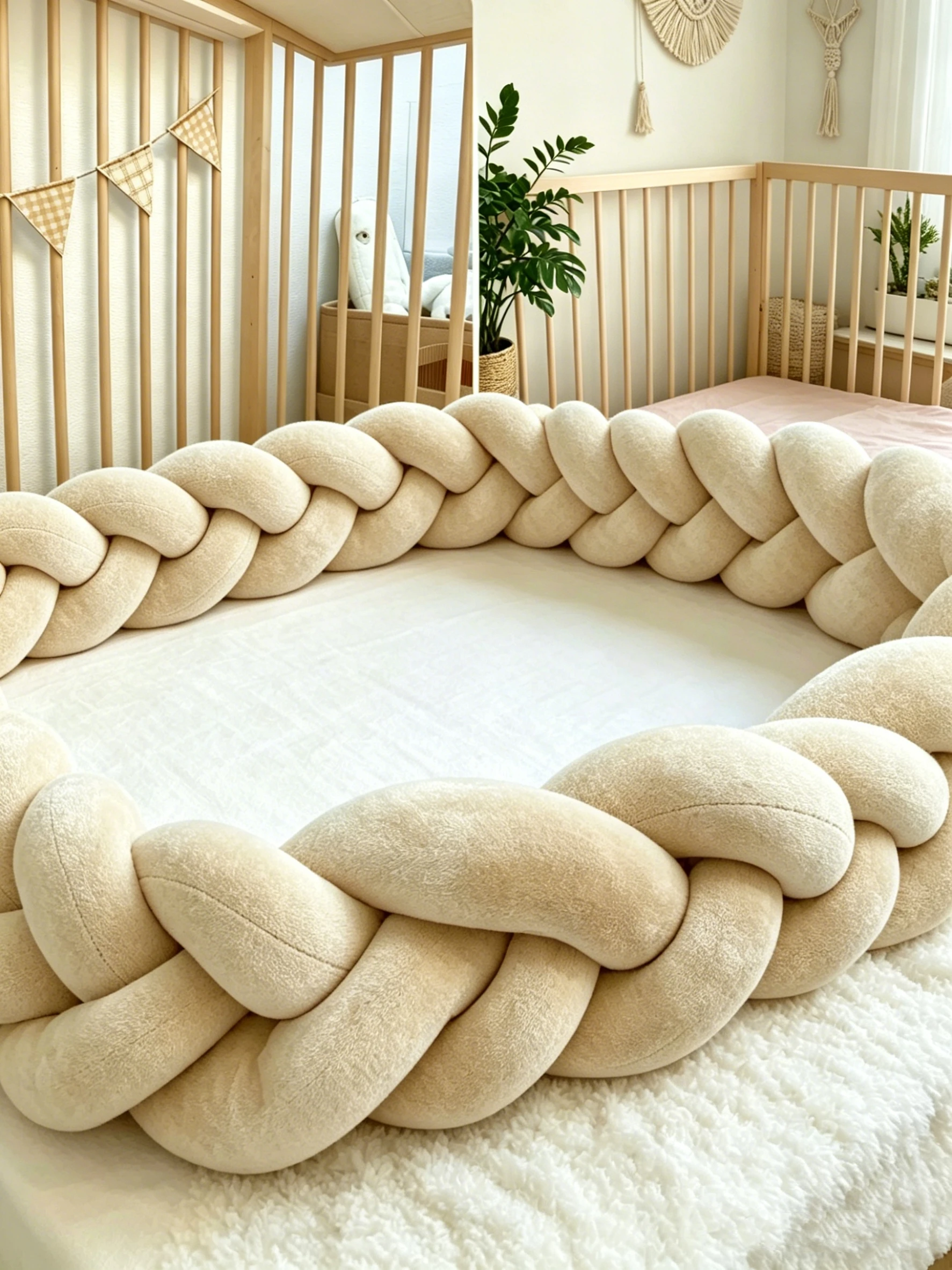 boho-braided-crib-bumper-pillow-handmade-knotted-baby-bed-bumper-anti-collision-crib-rail-cover-neutral-nursery-essential