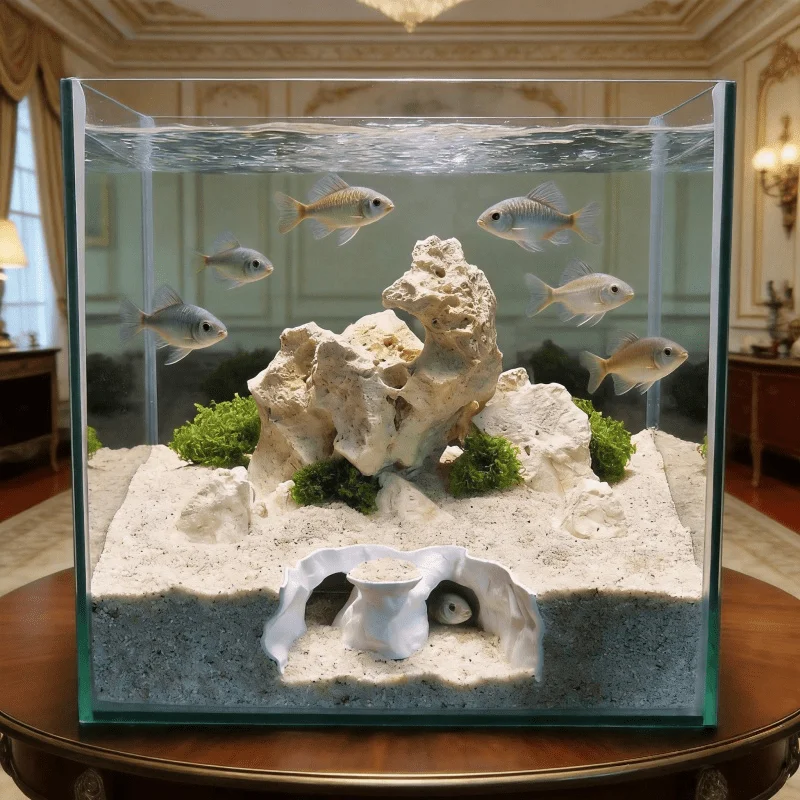 Aquarium decoration can enhance the sense of hierarchy in fish tanks, providing hiding places for reptiles and amphibians