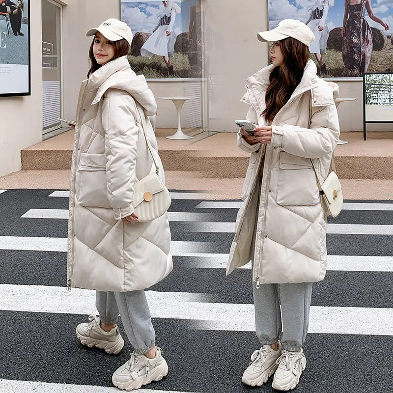 Doudoune en plumes épaisses pour femmes, manteau matelassé, coréen, long, hiver