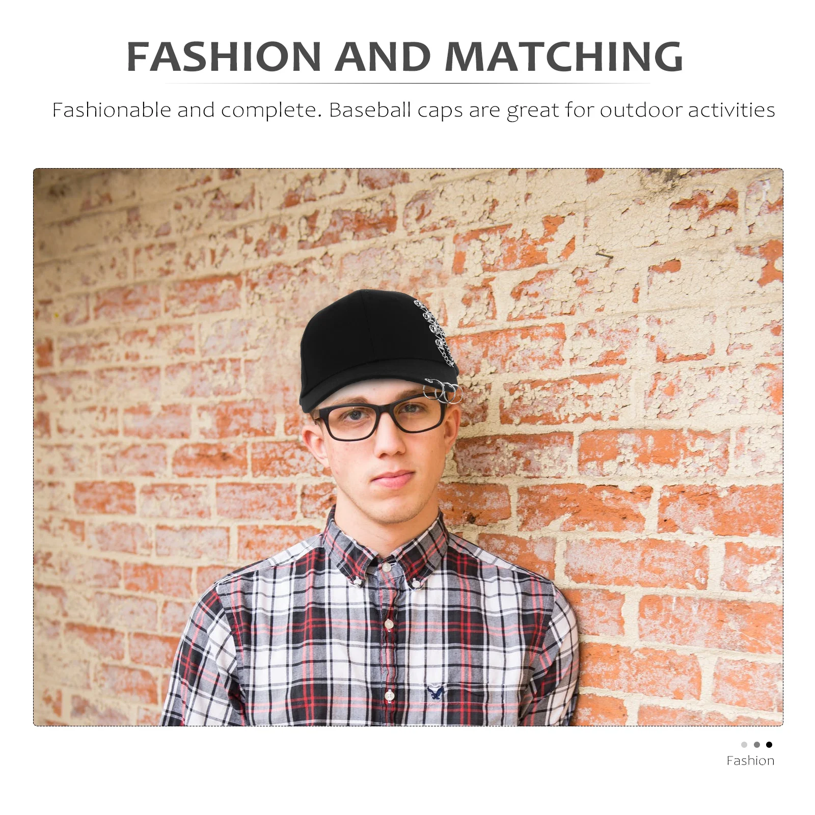 

1Pcs Summer Baseball Cap Chain Peaked Black Adjustable Adults Sun Hat 55-59cm Outdoor Fashion Casual Hat Baseball Cap