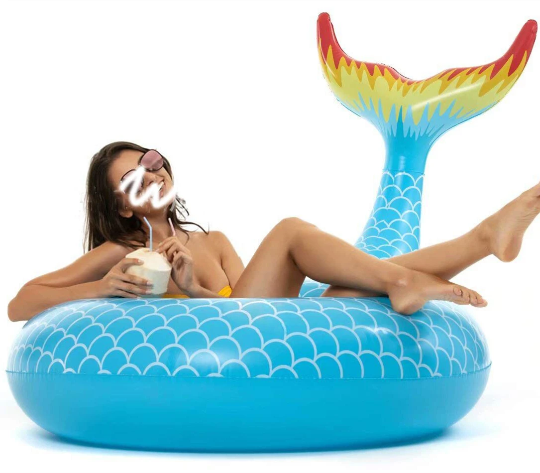 Giant Inflatable Mermaid Tails Pool Float Mermaid Swimming Ring Pool Tube Lounge Raft Summer Beach Floaties for Swimming Party