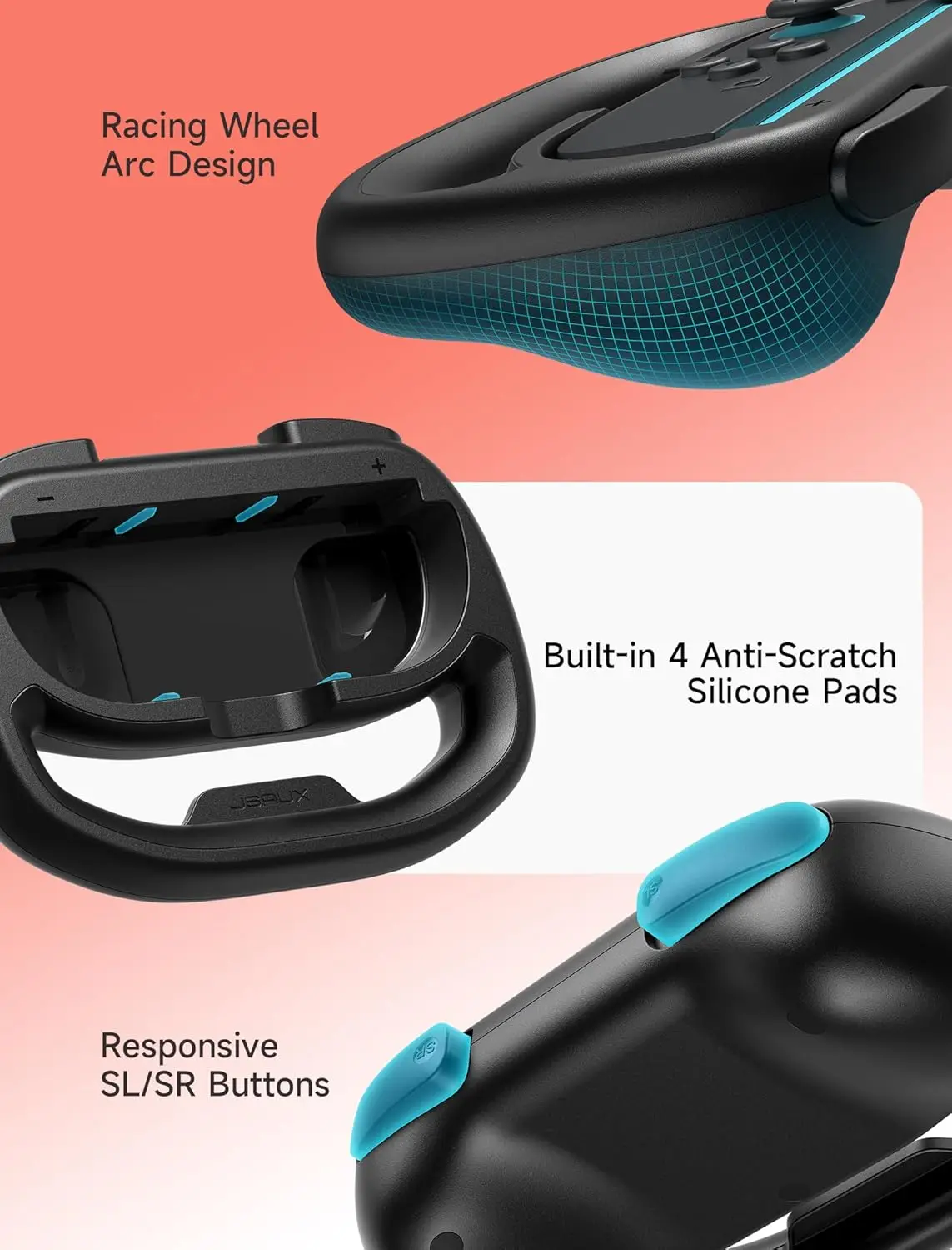 عجلات قيادة لوحدة تحكم نينتندو سويتش 2 JoyCon، متوافقة مع ماريو كارت 9/8 ديلوكس، ملحقات وحدة التحكم سويتش 2