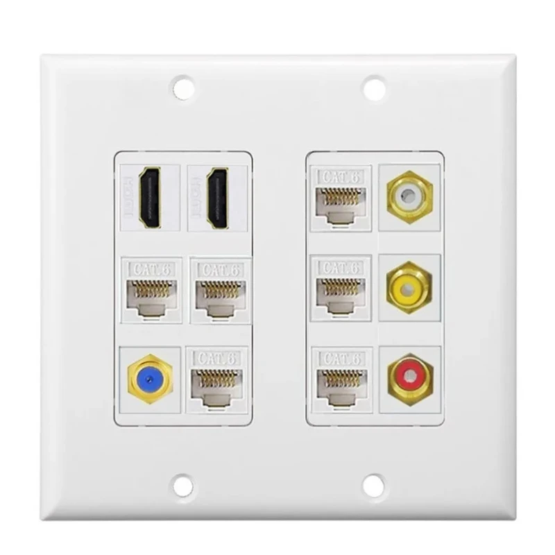 

Wall Plate 3rca Keystone 2hdmi Keystone 6cat 6 Keystone Coax Cable Line Tv F Type Wall Plate Female-female Combination Faceplate