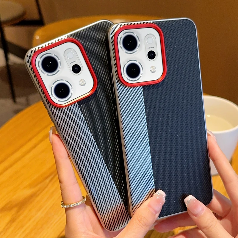 

Мгновенная камера, имитация углеродного волокна, совместимый с OPPO Find X8, ультра простой, новый стиль, противоударный чехол для телефона Reno14 Pro Advanced S