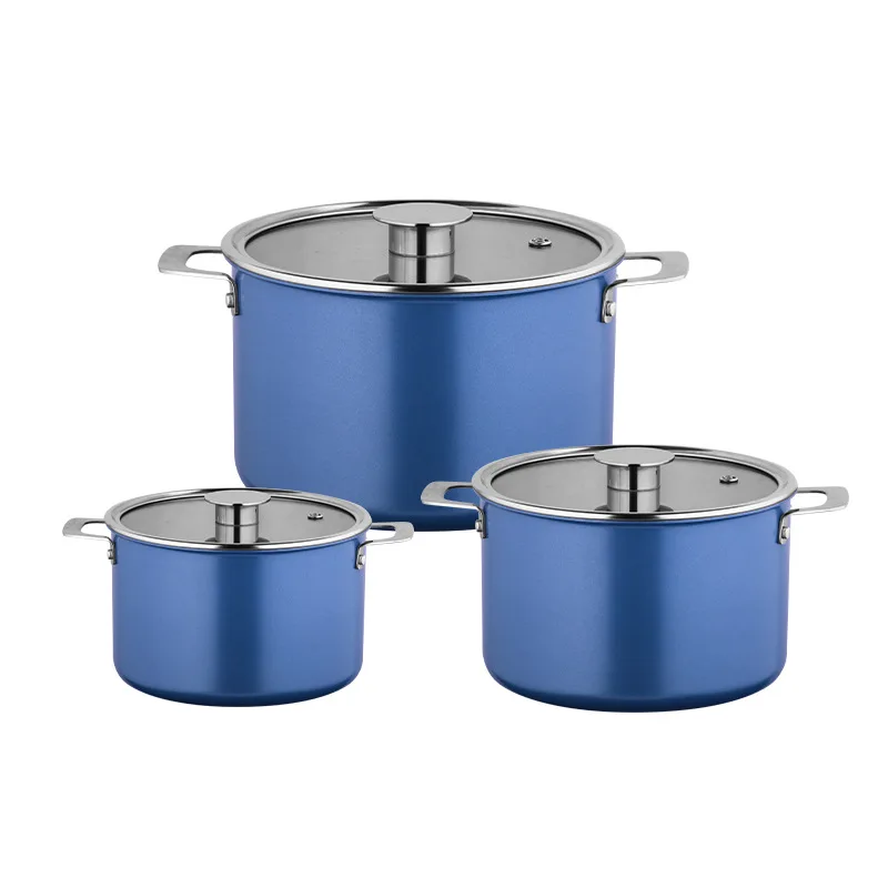 Household Stainless Steel Soup Pot Thickened Pot Set Multifunctional Double-ear Pot Induction Cooker Universal