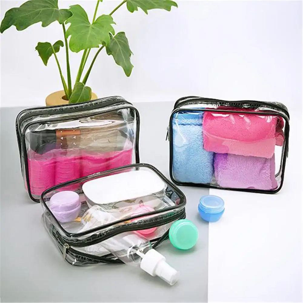 Clear PVC Toiletry Bag Quart Size Bag Travel Makeup Cosmetic Bag Toiletries Cosmetic Pouch for Women Men Storage Pouch