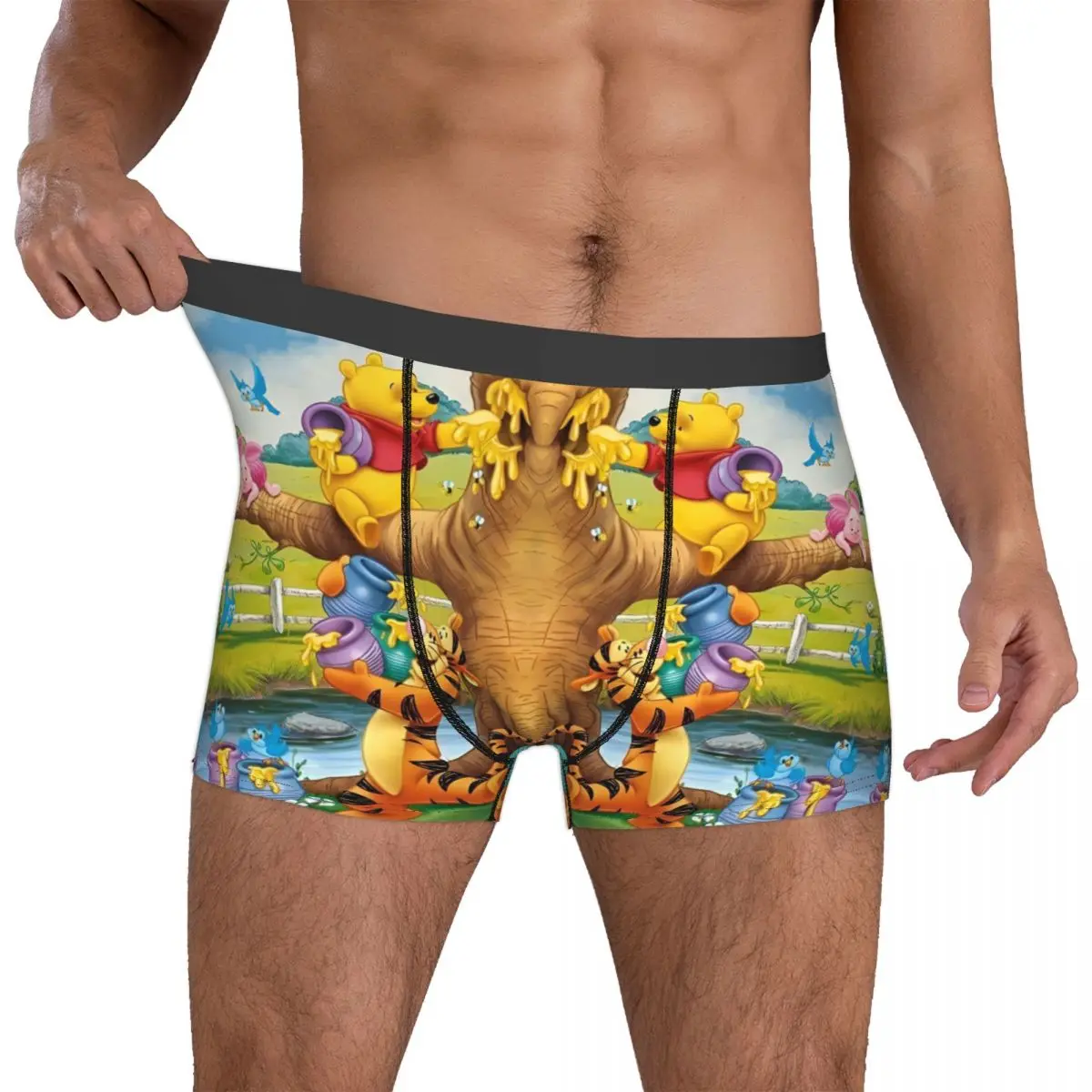 

Мужские трусы-боксеры с принтом Винни-Пуха, Пиглета, Тигра, Ии-Йора, забавные трусы с аниме-персонажами