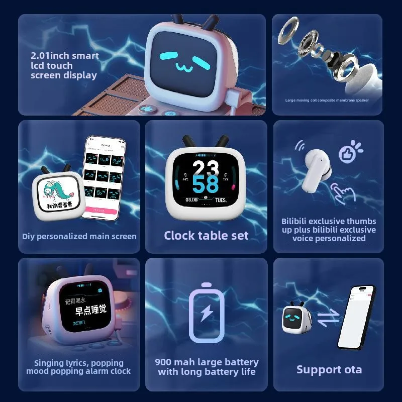 تلفزيون صغير LCD تعمل باللمس سماعة بلوتوث لاسلكية حقيقية