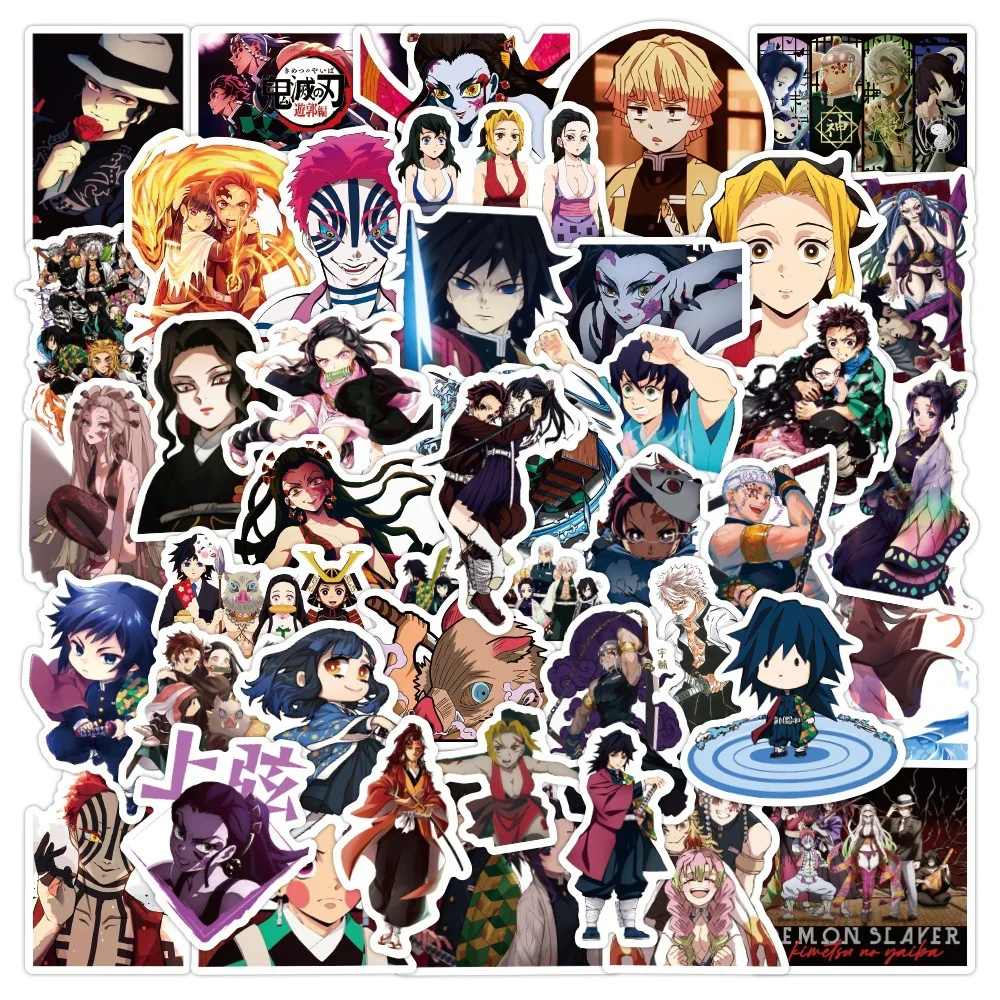 50Pcs Anime No Repeat Japanese Demon Slayer Entertainment District Arc Graffiti Stickers for Helmet, Motorcycle & Luggage