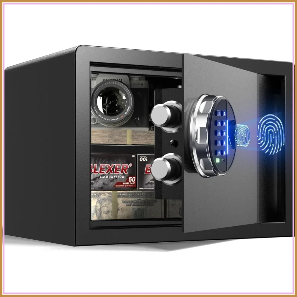 𝟐𝟎 𝐋𝐁 Smart Biometric Safe with Fingerprint Lock, Silent Mode, Backlit Keypad and LED Light, Small Security Box