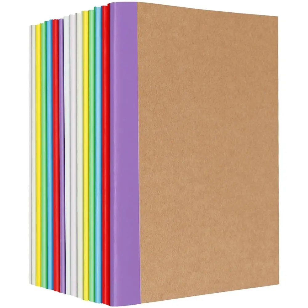 

Набор из 24 тетрадей для записей, формат А5, крафтовые тетради, блокноты с радужными обложками, тетради для записей с широкой разлиновкой, T