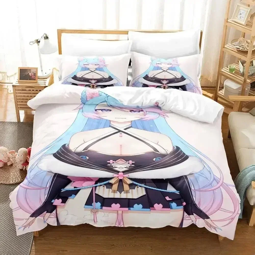 جديد مثير الفتيات Silvervale Vtuber طقم سرير واحد التوأم كامل الملكة الملك الحجم طقم سرير الكبار طفل غرفة نوم حاف مجموعة غطاء أنيمي