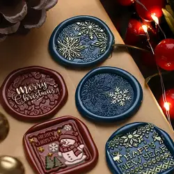 Christmas Tree Snowflake Wax Seal Stamps Retro Vintage Winter Festival Head For Christmas Gift Wrapping Cards Scrapbooking