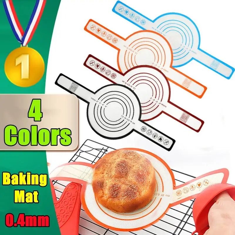 Estera de silicona para hornear en 4 colores, eslinga con mango largo, almohadilla antiadherente para amasar el pan, almohadilla de transferencia de masa, herramientas de cocina para panadería, regalo