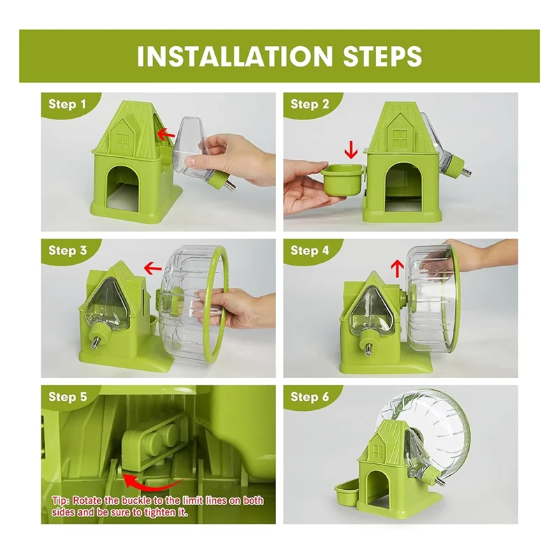 

ABRS-4 In 1 Quiet Hamster Exercise Wheel, Multi Functional Hamster House With Running Wheel, Water Bottle, Food Bowl