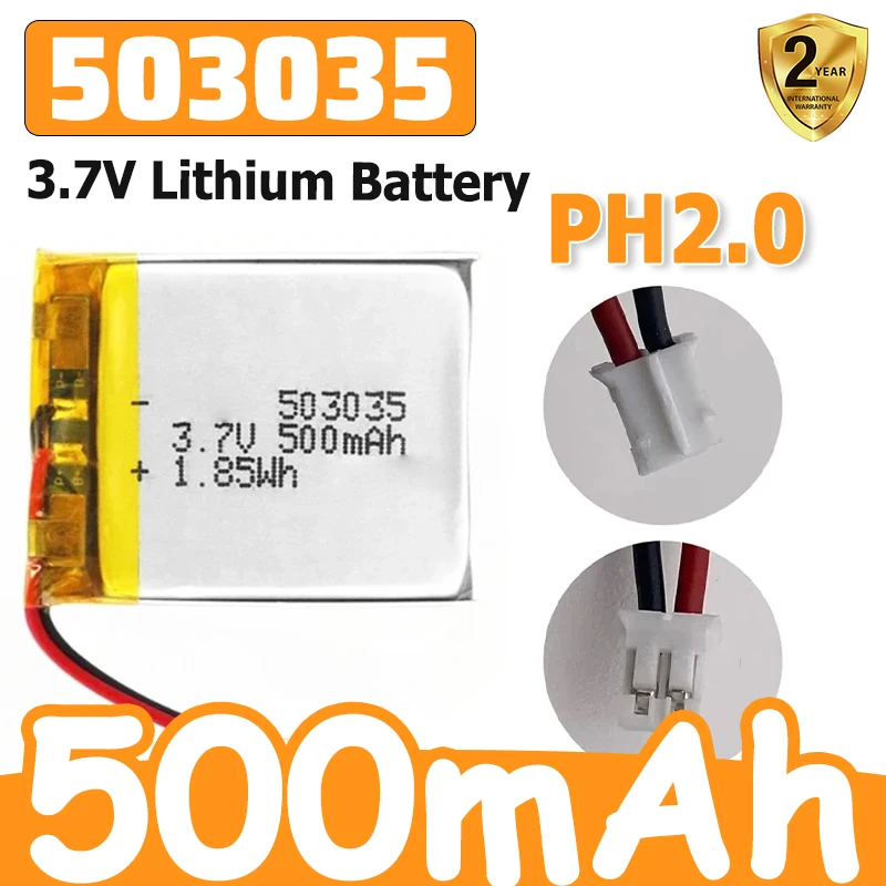 503035 Rechargeable Lithium Polymer Battery 3.7V 500mah for Car Recorder VR MP3 DVD GPS Navigationtion