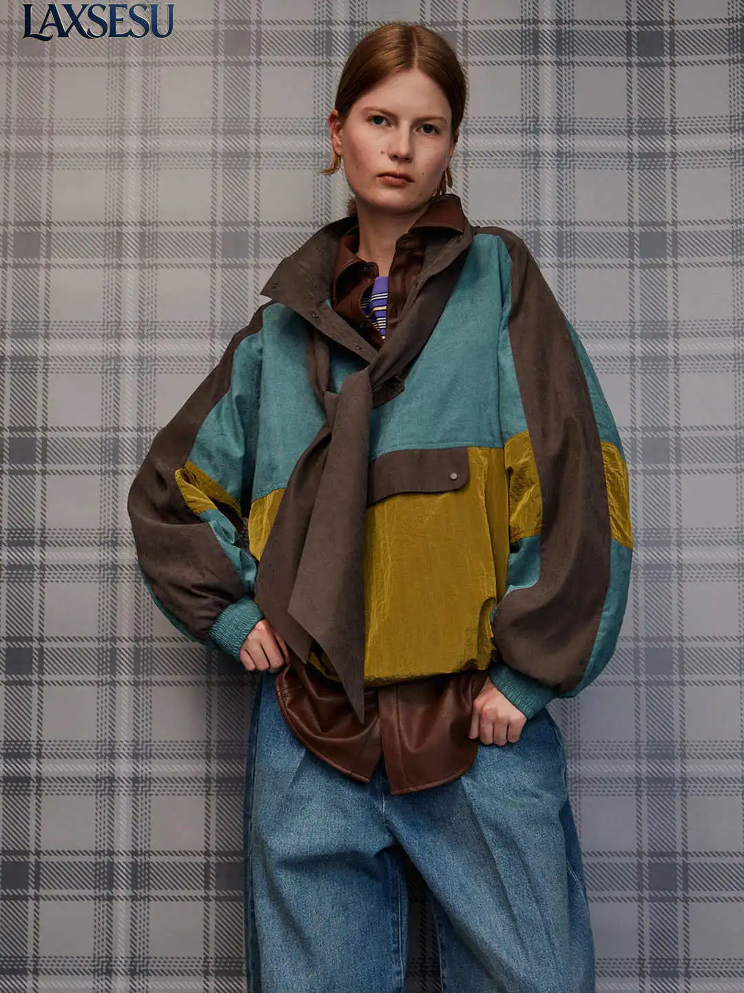 Autumn New Sports and Leisure Style Long Sleeved Jacket with Patchwork Design Hooded Detachable Tie Color Blocked Parker Jacket
