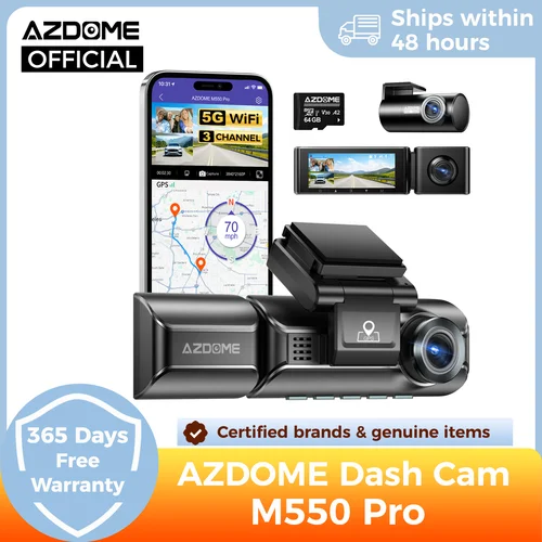 AZDOME M550 Pro 5,8 Ghz WiFi 2/3 canales Dash Cam 4K + 1080P GPS incorporado 3,19 ""pantalla IPS coche DVR IR visión nocturna 24H modo de estacionamiento