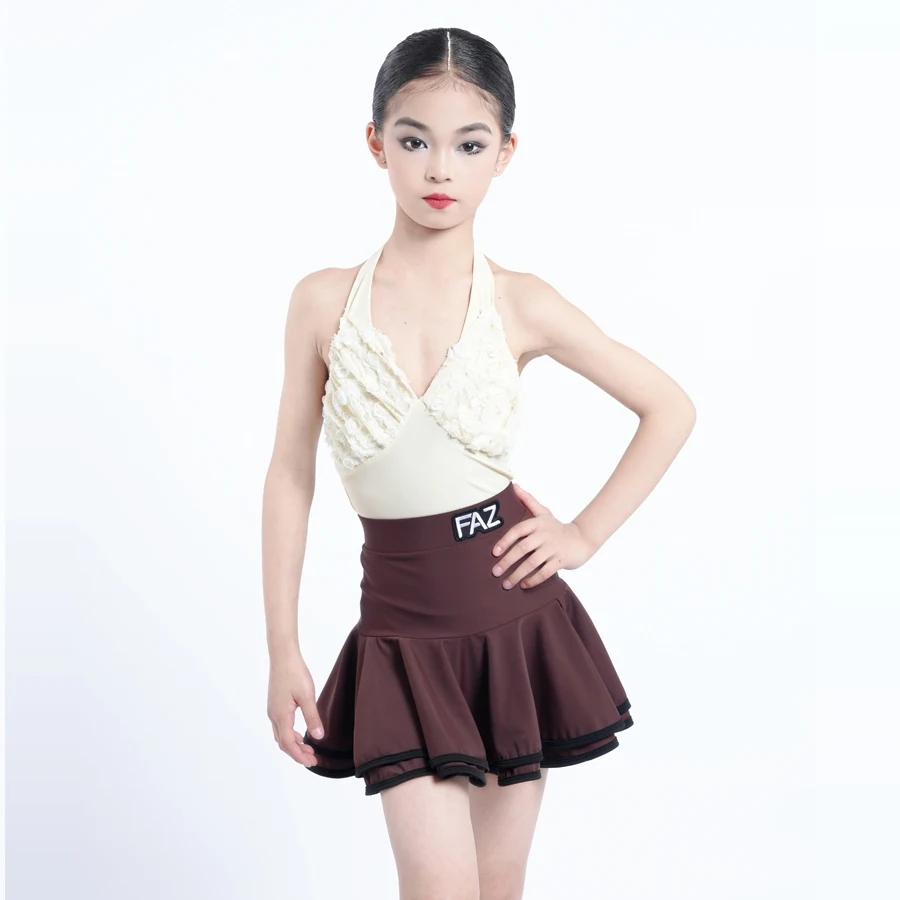 

Latin Dance Costume Children Dancing Stage Performance Wear Girls Waltz Prom Samba Practice Clothes Latin Dancer Costume XH2768