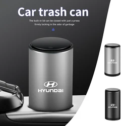 Alloy Car Trash Can Storage Box Desktop Garbage Bin Organizer For Hyundai Creta SantaFe Kona Genesis Equus Coupe Azera ioniq