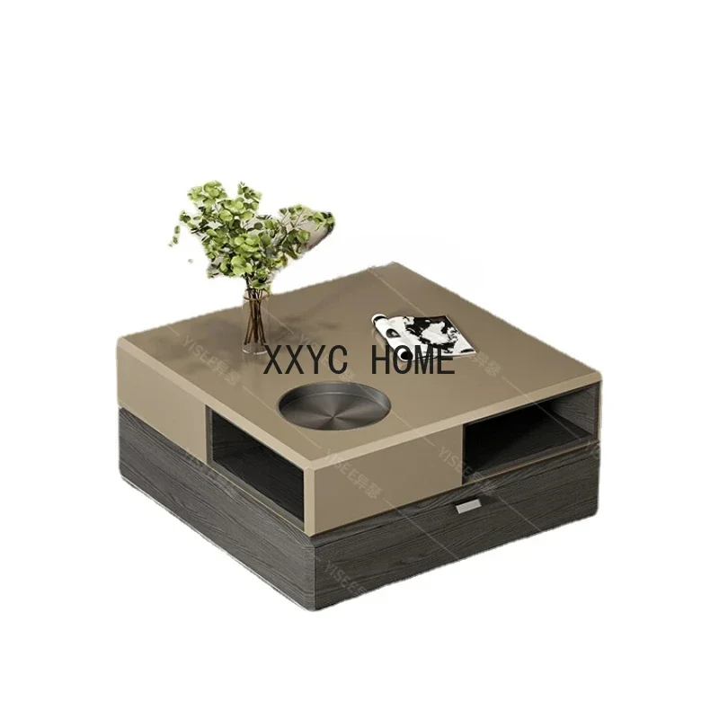 

Living Room Home Small Apartment Light Luxury High-Grade Rotatable Square Creative Storage Tea Table