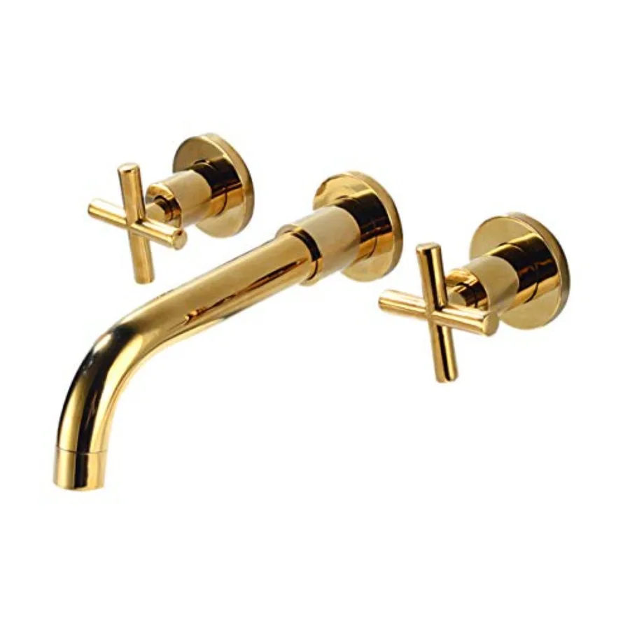 

Wall Mount Tub Filler Faucet High Flow Bathtub Faucet Two Handles Wall-Mounted Bathroom Faucet 2 Cross Handles 3 Holes Vanity S