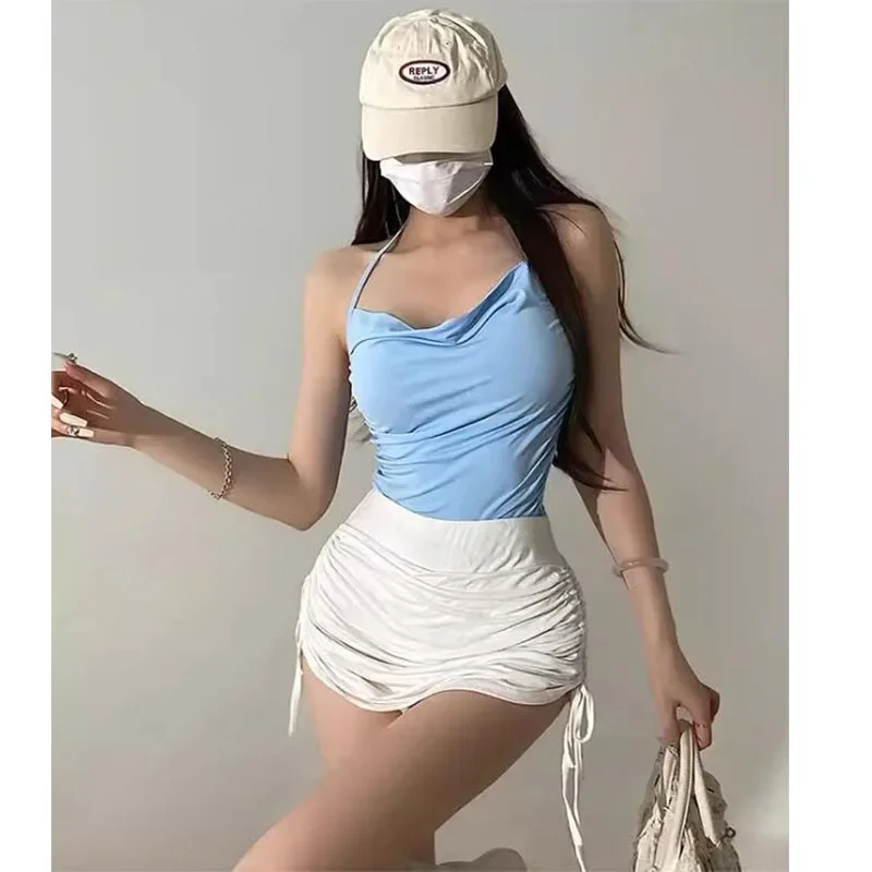 Candy Color Sexy Bandage Summer Skirts Women High Waist Elastic Mini Skirt With shorts Hot Club A Line Slim Bodycon Skirts Women