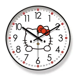 Wall Clock HELLO KITTY Cartoon Education Mute Watch Mute Sweep Quartz Clock Wall Decoration Bedroom Decor Household Supplies