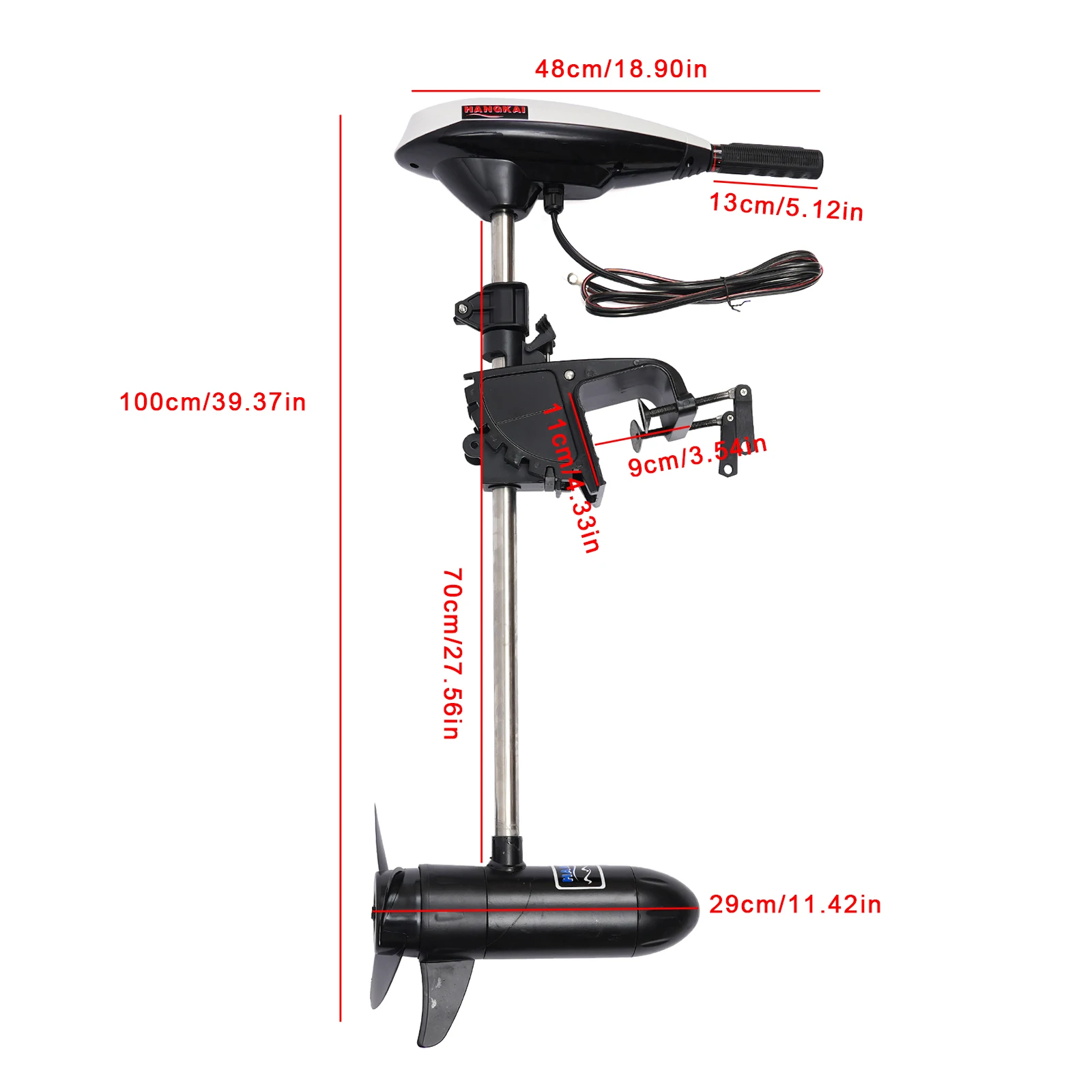 45LBS 12V Thrust Electric Trolling Motor Transom Mounted  Electric Trolling Motor Fishing Boat Outboard Motor Boat Engine