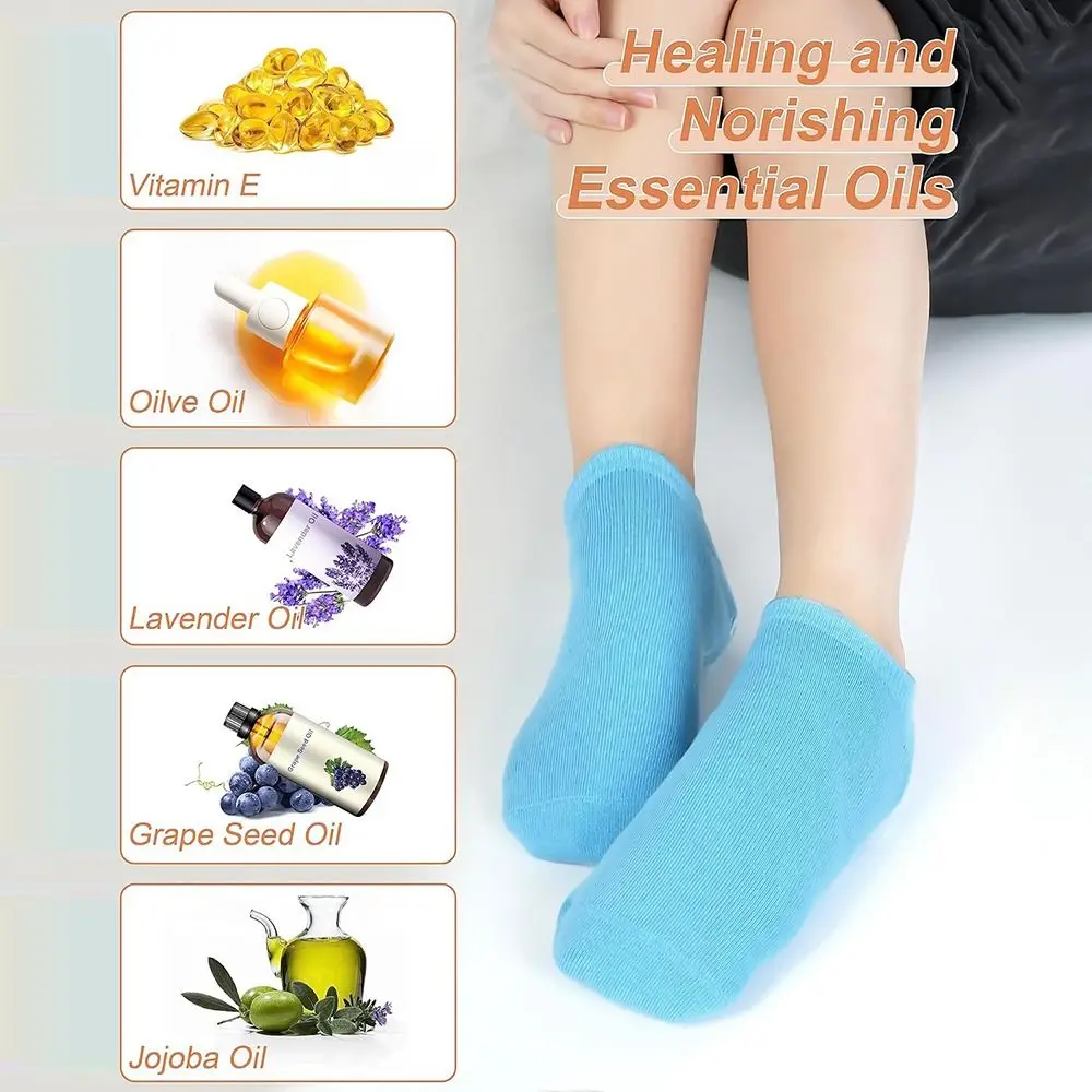 1 Pair Moisturizing Socks Women Dry Cracked Feet Lotion Socks Spa Gel Reusable Foot Heel Care Skin Protector Pedicure Repairing