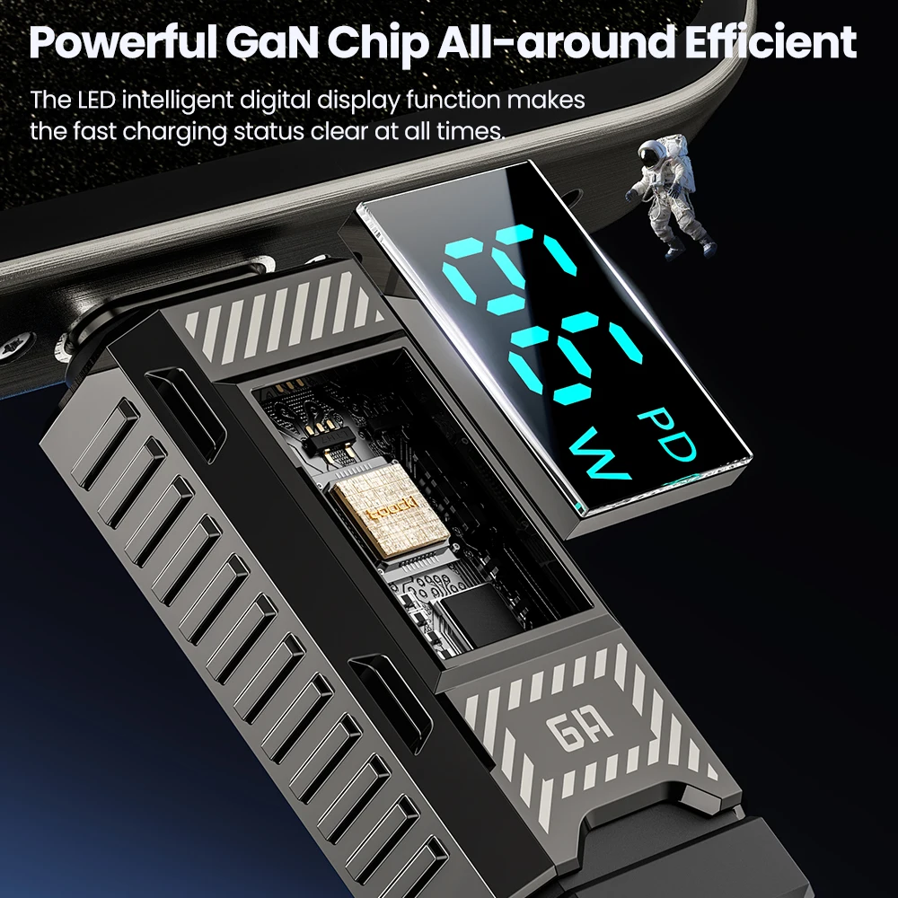 Toocki PD 66W Cable USB C pantalla 6A Cable de carga rápida para Huawei Mate60 P70 Honor Matebook Xiaomi Samsung auriculares Cable de datos