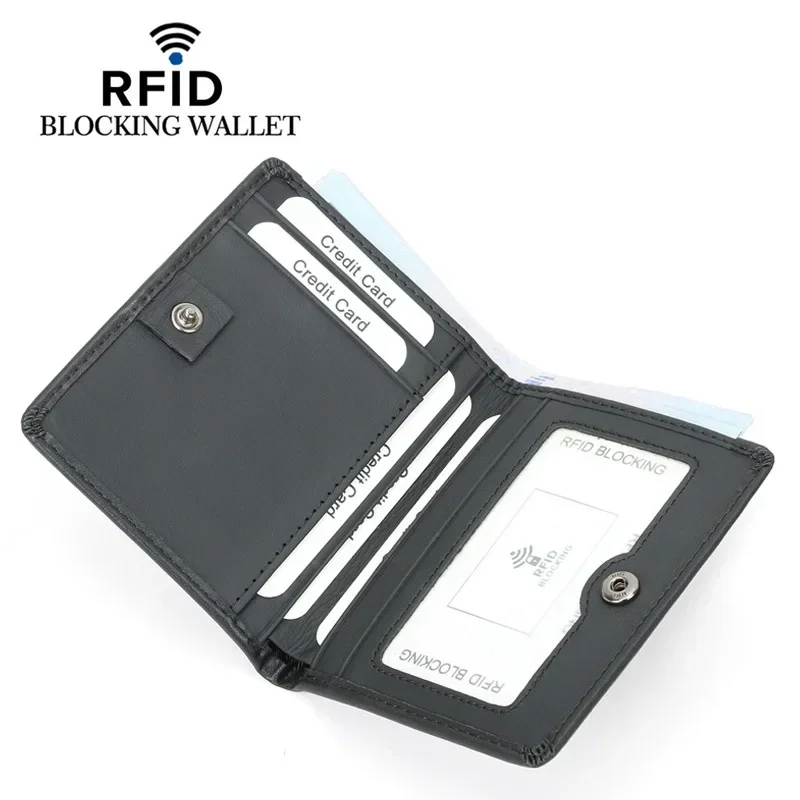 

Мужской кошелек RFID, противоугонная щетка, простая банковская карта, маленькая молния для хранения монет, сложенная квадратная простая пряжка, кошелек премиум-класса