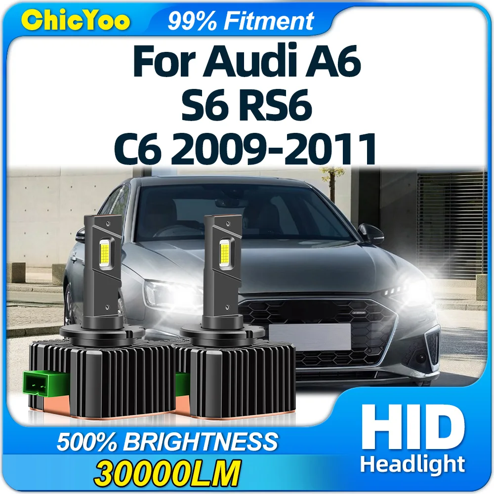 

120W D3S Canbus LED Headlights 30000LM HID Xenon Headlamps 6000K Plug&Play Auto Lamps For Audi A6 S6 RS6 C6 2009 2010 2011