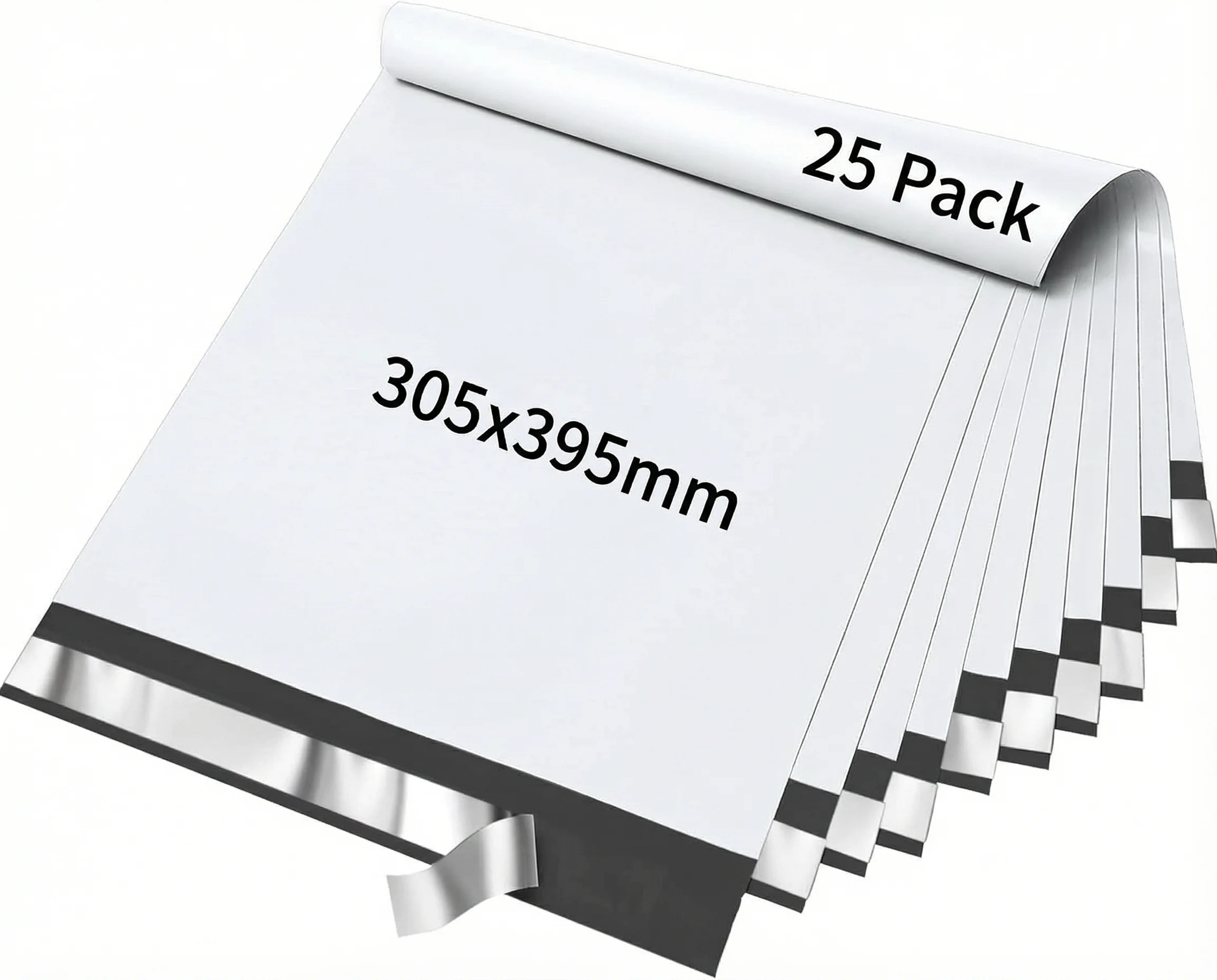 Versandtaschen Groß 305x395mm, 100er Pack Plastikversandtaschen mit starkem Klebestreifen, wasserdichte