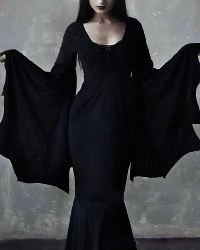 Autumn new Halloween party role-playing witch costume Gothic dress super long dress